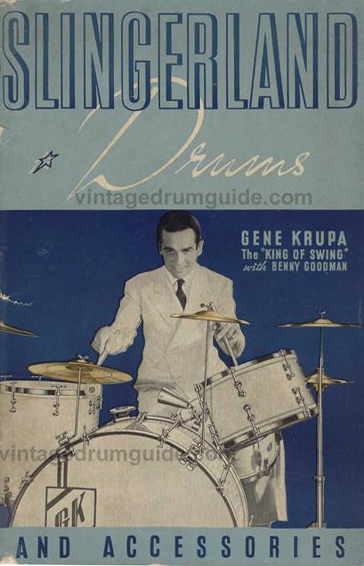 1936 Slingerland catalog cover with the first tunable toms and Gene Krupa